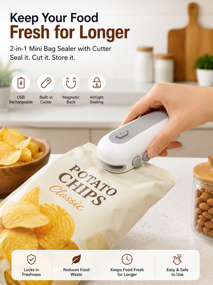 2-in-1 USB Rechargeable Mini Bag Sealer & Cutter