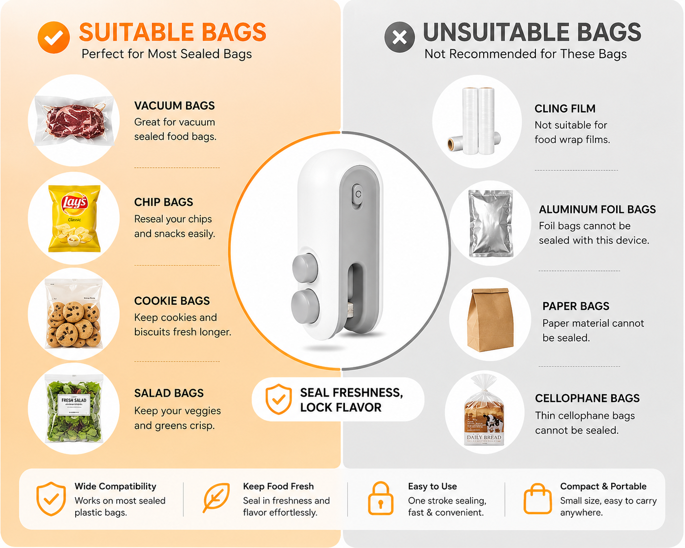2-in-1 USB Rechargeable Mini Bag Sealer & Cutter