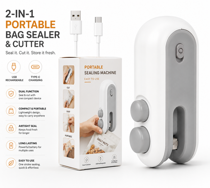 2-in-1 USB Rechargeable Mini Bag Sealer & Cutter